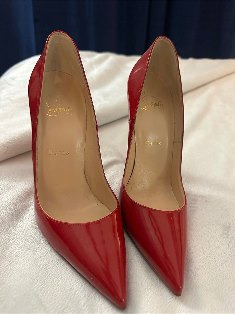 So Kate Christian Louboutin Red Patent Pointed Pumps with Signature Lining